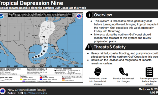 National Hurricane Center Designates Tropical Depression Nine in the Gulf